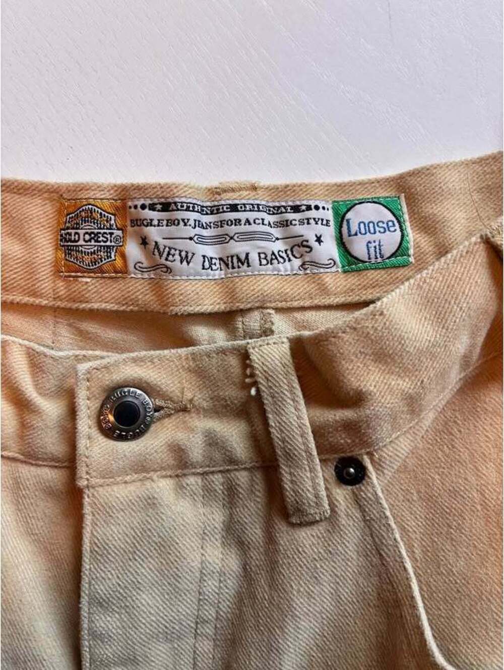Vintage 90s Bugle Boy Jeans Pants – Tan Khaki – 32W x 34 – Made in Taiwan